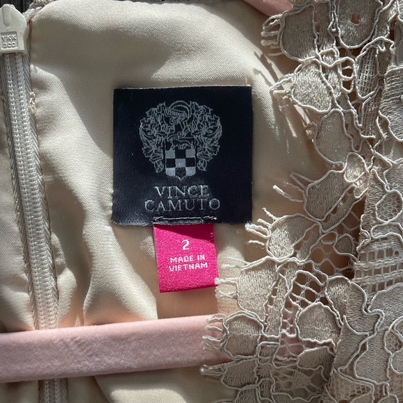 Vince Camuto Lace Bodycon with Cap Sleeves and Scallop V-Neck - Picture 6 of 10